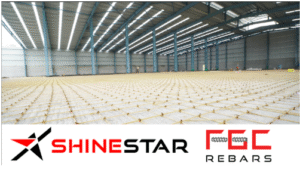Shinestar FGC Rebars used in warehouse flooring projects for Raaj Warehousing, Britannia, and Swiggy Instamart across Coimbatore, Salem, and Bengaluru.